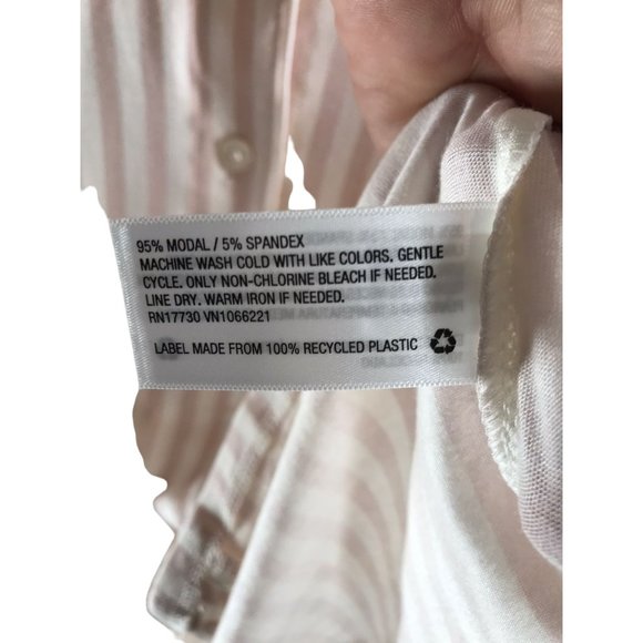 ^ NWT Stars Above Pajama Top Womens Size L Pink White Striped Button Down - Picture 5 of 5